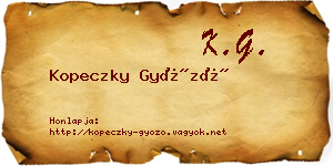 Kopeczky Győző névjegykártya